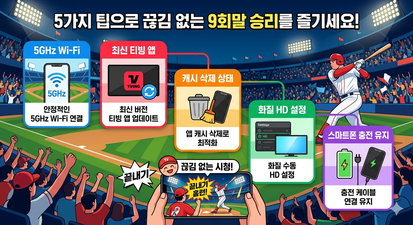 야구 중계 끊김 없이 보는법 티빙 버퍼링 해결 방법